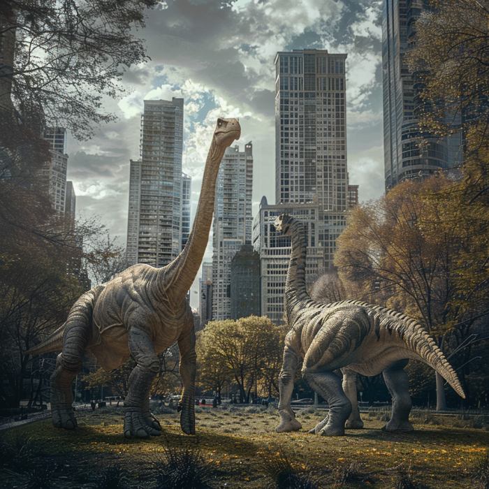 vixenpsycho_photograph_depicting_realistic_dinosaurs_in_a_park__3e169eac-4f06-4086-b4c2-0bce1a8cbc82 Technological Resurrection: The Science of Bringing Extinct Species Back to Life