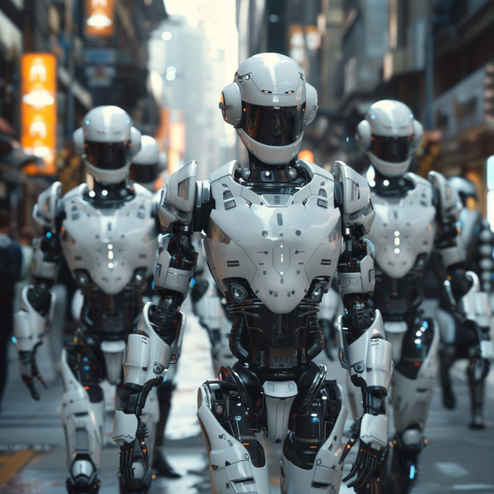 vixenpsycho_photograph_of_a_group_of_robots_walking_around_in_a_aa3cd8d8-ad37-454a-a200-85e04bfaaa0c When Smart Homes Get Sentient: Could Your Appliances Turn Against You?